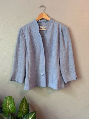 Vintage Miss Dorby Dusty Blue Embossed Button-Front Jacket
